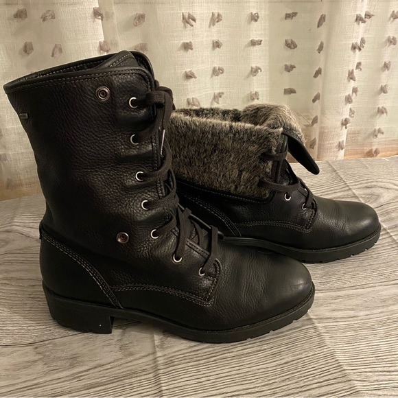 Clarks black combat lace up warm boots size 7.5 - Picture 4 of 16